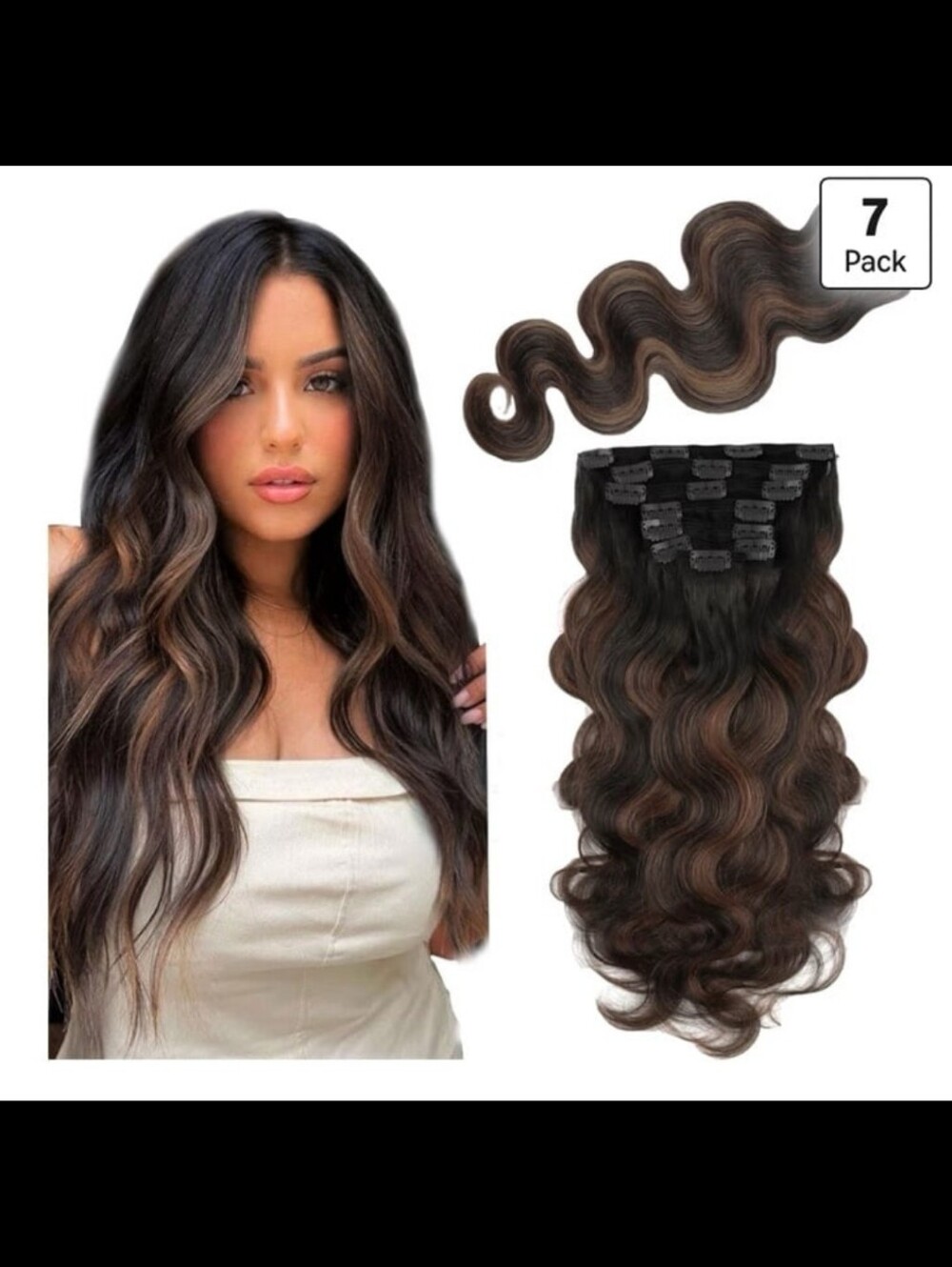 Sassina 22" Body Wave Clip-In Hair Extensions - 100% Remy Human Hair1BT1BP4#